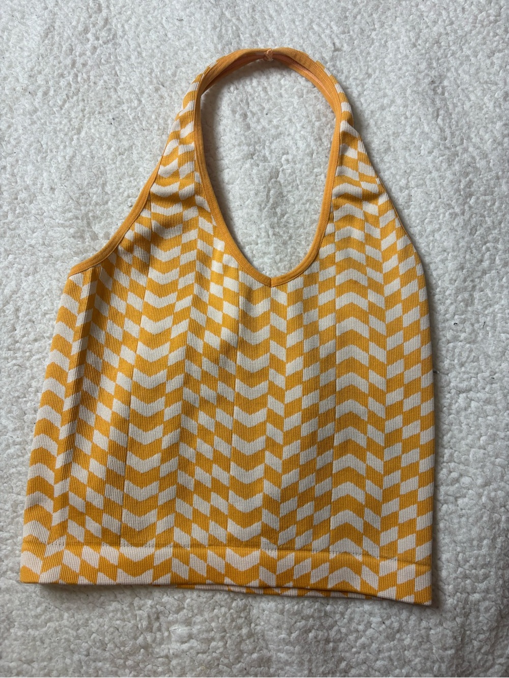 Yellow Chevron Halter Ribbed Tank Top